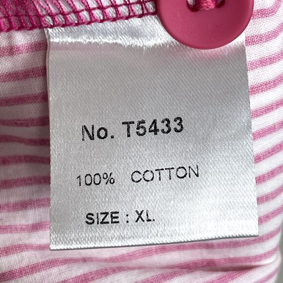 Terra SJ Apparel Top Women's XL Pink White Contrast Tunic Wire Collar Button Up - Picture 5 of 7